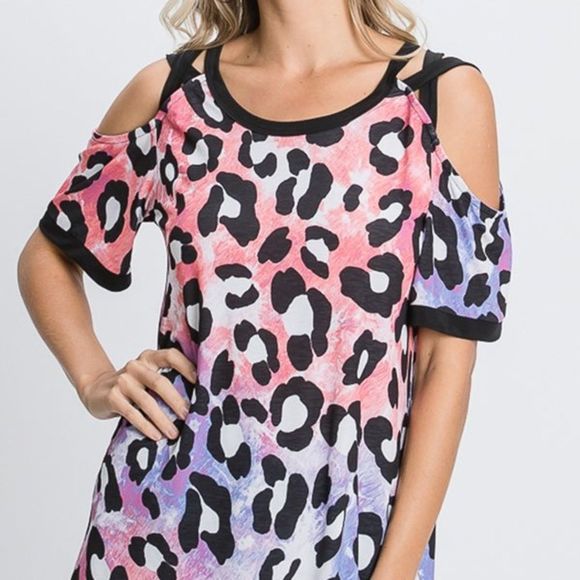 Crisscross Cold Shoulder Tie Dye Top - Picture 6 of 6